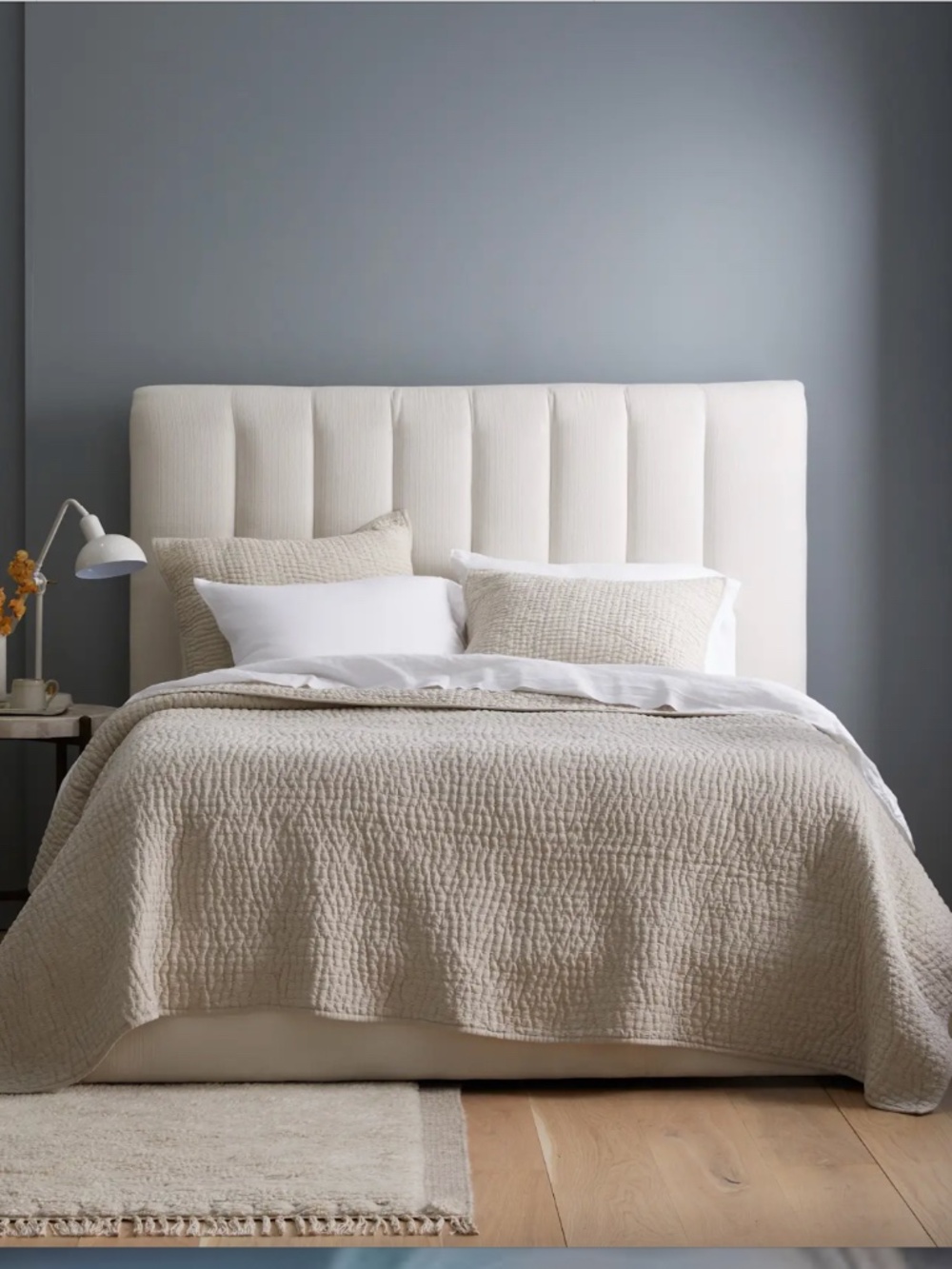 Quince King European Linen Cotton Stitch Quilt Set with Shams in Natural
